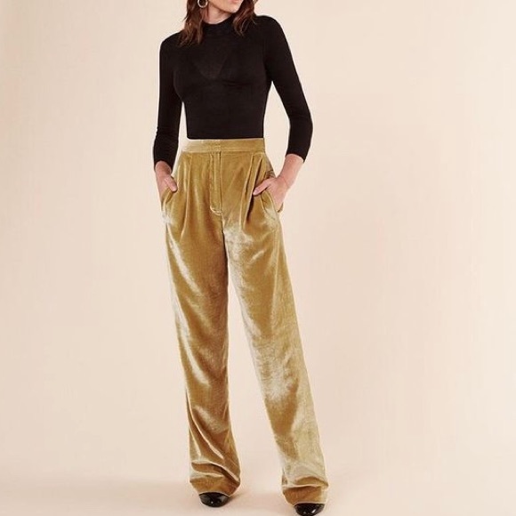 gold velvet pants